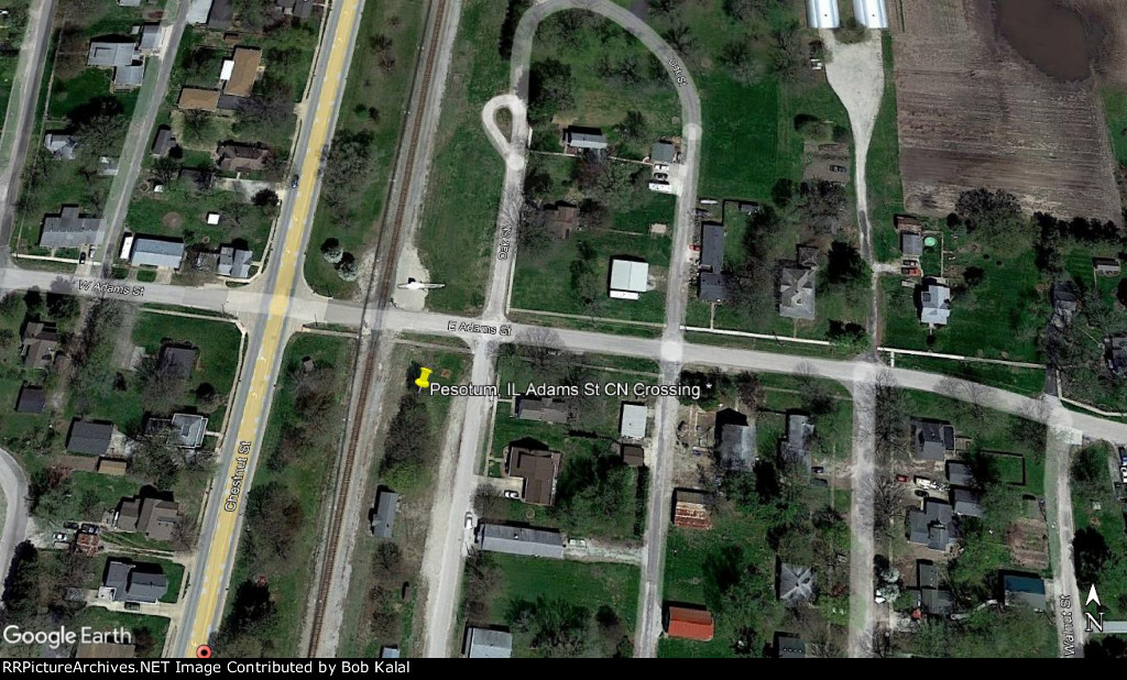 Pesotum, IL Adams St CN Crossing Aerial